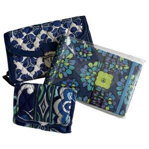 Vera Bradley Lot of 3 Wallets & Photo Book Cobalt Tile, Mediterranean Blue EUC